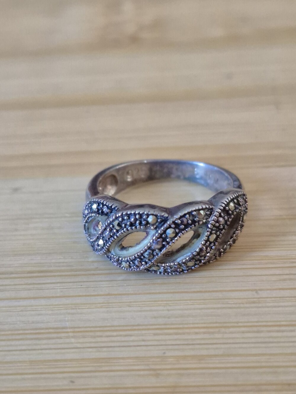 Vintage Sterling Silver Marcasite Ring Size 6